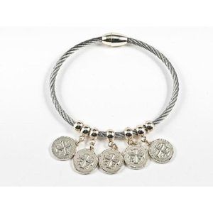 Multi Antique Dangling Coin Charms Brass Bracelet